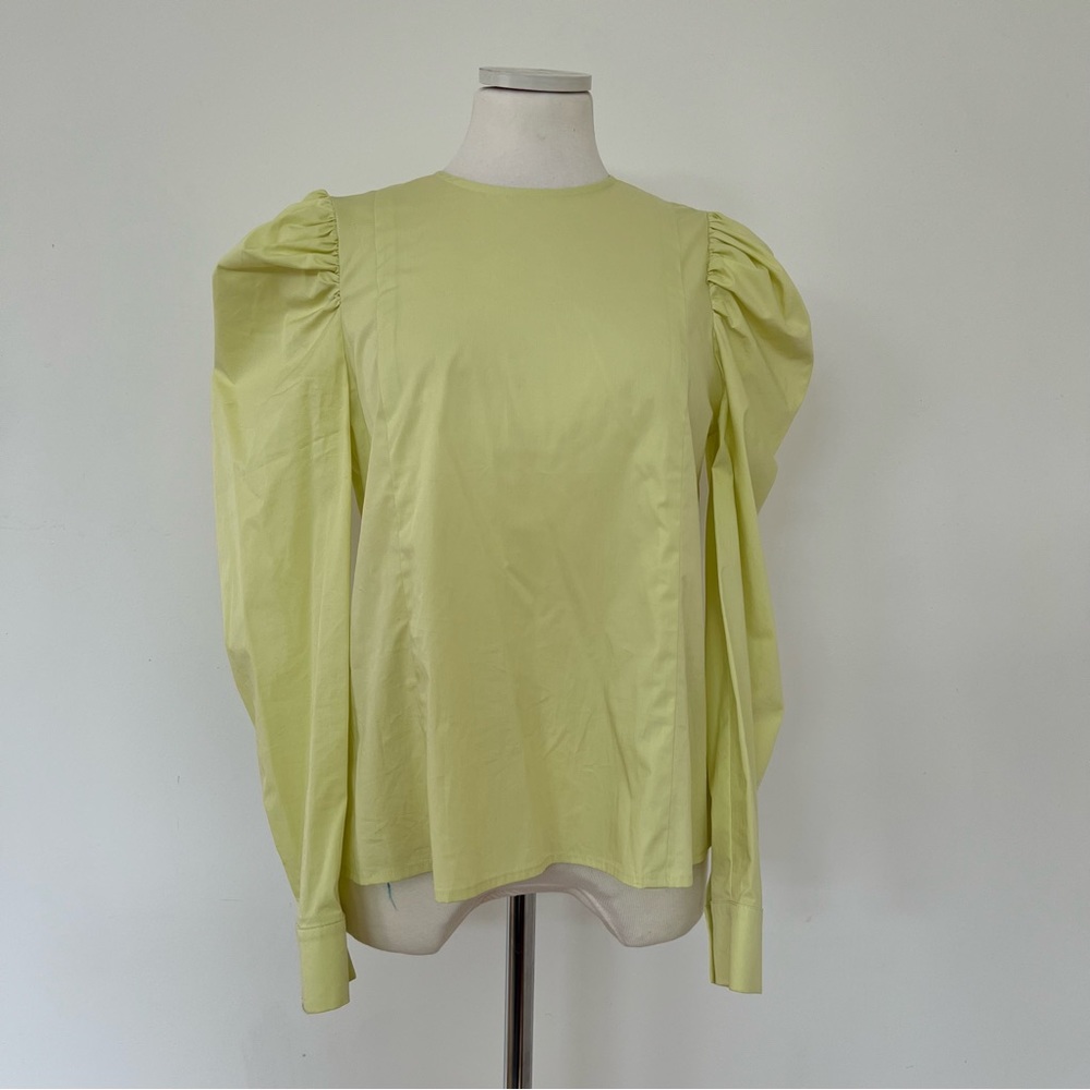 Mr Larkin Lime Poplin Puff Sleeve Blouse M